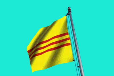 Yellow Flag With Red Stripes Flying GIF