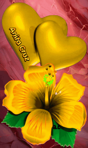 Yellow Flower And Gold Hearts With Arita Cruz GIF