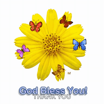 Yellow Flower With Butterflies Saying God Bless You GIF