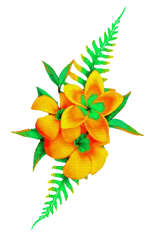 Yellow Flowers With Green Leaves Sticker