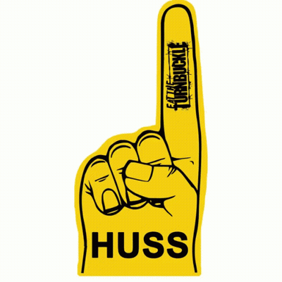 Yellow Foam Finger Saying Huss GIF