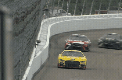 Yellow Ford Race Car GIF
