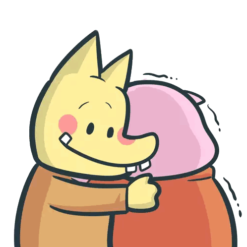 Yellow Fox Hugging Pink Monster Sticker