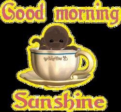 Yellow Glitter Good Morning Sunshine Monkey In Cup GIF