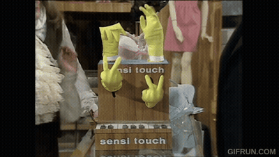 Yellow Gloves Touching Sensi Touch Box GIF