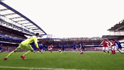Yellow Goalie In Soccer Stadium GIF