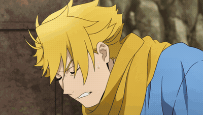 Yellow Haired Anime Character Blue Shirt GIF