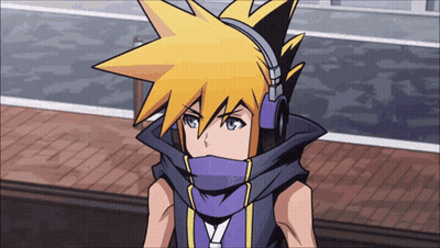 Yellow Haired Anime Character With Headphones And Scarf GIF