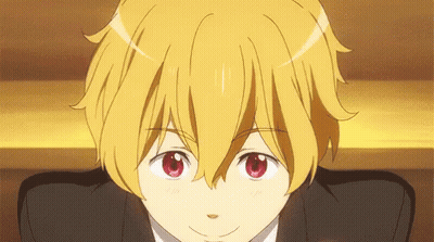 Yellow-Haired Boy With Red Eyes In Suit GIF