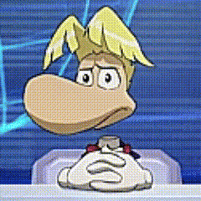 Yellow-Haired Cartoon Character With Folded Hands At Desk GIF