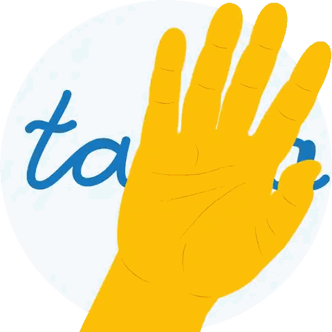 Yellow Hand Reaching To Ta Sticker