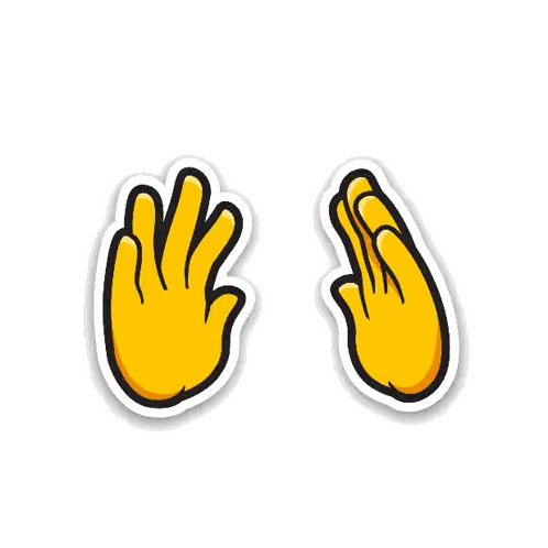 Yellow Hands Outline Sticker