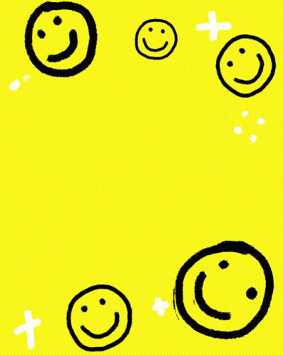 Yellow Happy Birthday Sign With Smiley Faces GIF