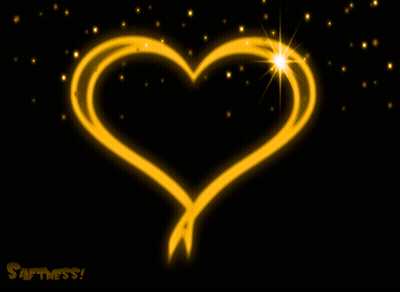 Yellow Heart On Black Softness GIF