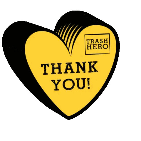 Yellow Heart Sticker Saying Thank You Sticker