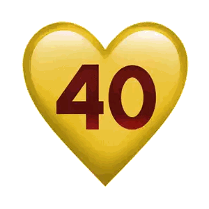 Yellow Heart With 40 Sticker