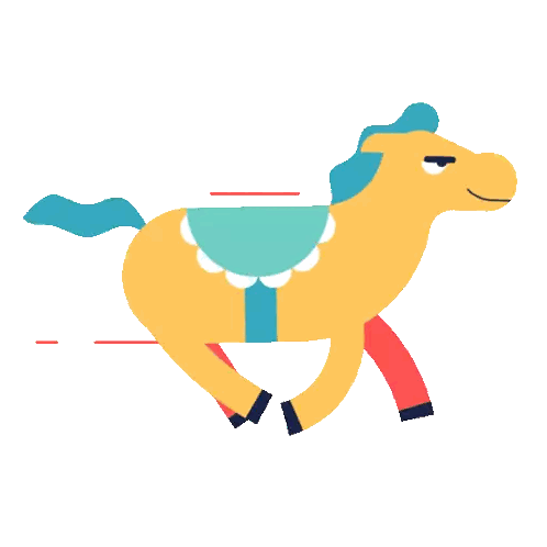 Yellow Horse With Blue Saddle Sticker