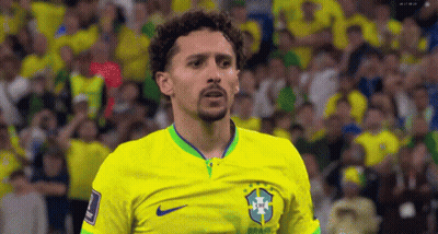 Yellow Jersey Soccer Player With Brazilian Flag, Crowd GIF