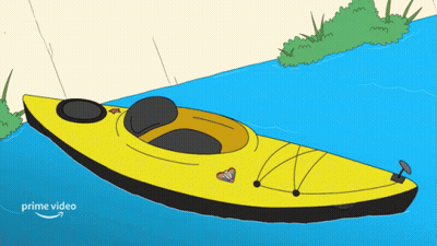 Yellow Kayak On River With Prime Video GIF