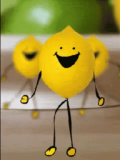 Yellow Lemon Smiling With Arms And Legs GIF