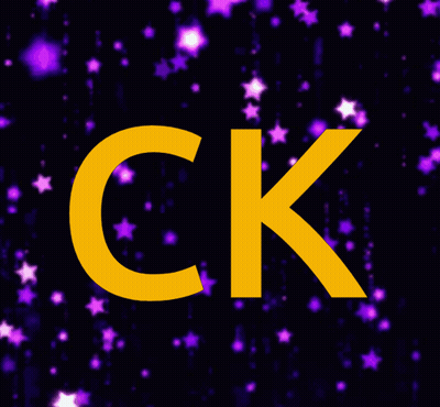 Yellow Letter CK With Purple Stars GIF