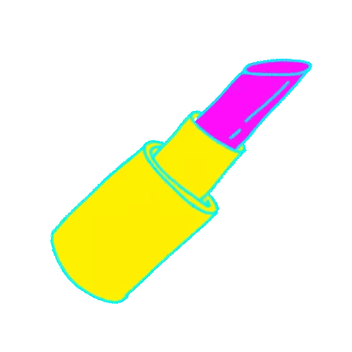 Yellow Lipstick With Pink Lipstick Sticker