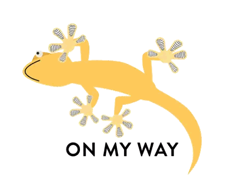 Yellow Lizard With On My Way Sticker