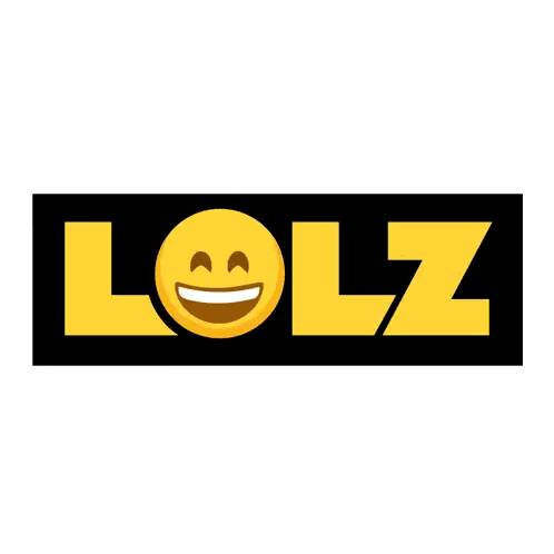 Yellow Lolz Logo With Smiley Face Sticker