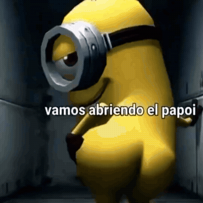 Yellow Minion Wearing Goggles Says Vamos Abriendo El Papo GIF