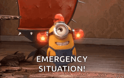 Yellow Minion With Red Light Says Emergency Situation GIF