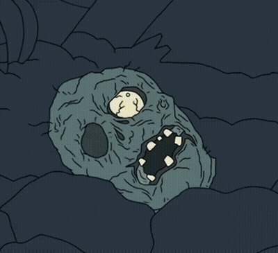 Yellow Monster With Red Monster Behind GIF