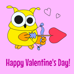 Yellow Night Owl Happy Valentine's Day GIF