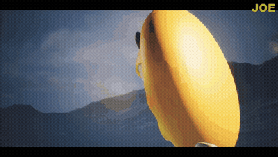 Yellow Object With Joe In Corner GIF