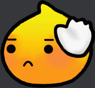 Yellow Orange Sad Cartoon With White Heart On Head GIF