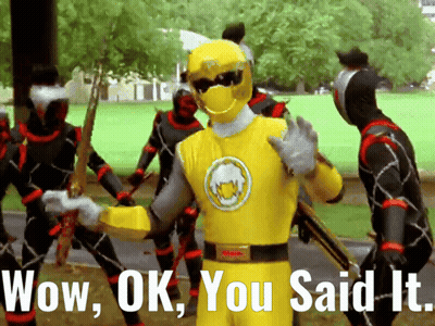 Yellow Power Ranger Saying Wow Ok To Ninjas GIF