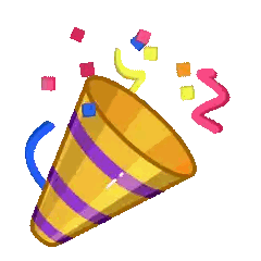 Yellow Purple Party Horn With Confetti Sticker