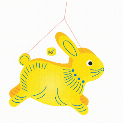 Yellow Rabbit With Word Digi