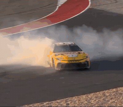 Yellow Race Car Drifting With Smoke GIF