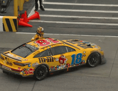 Yellow Race Car Number 18 GIF
