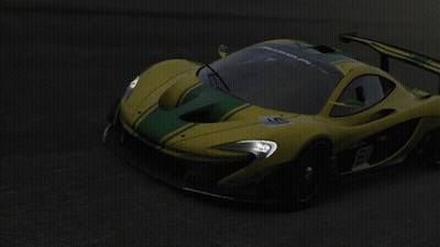Yellow Race Car With Green Stripes GIF