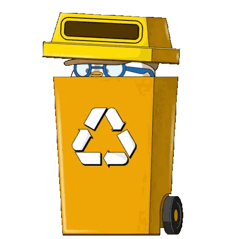 Yellow Recycling Trash Can Sticker