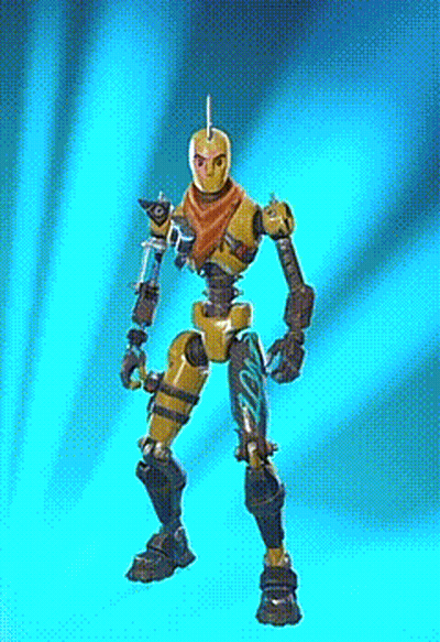 Yellow Robot Standing On Blue Background GIF