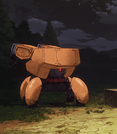 Yellow Robot With Red Light On Back GIF