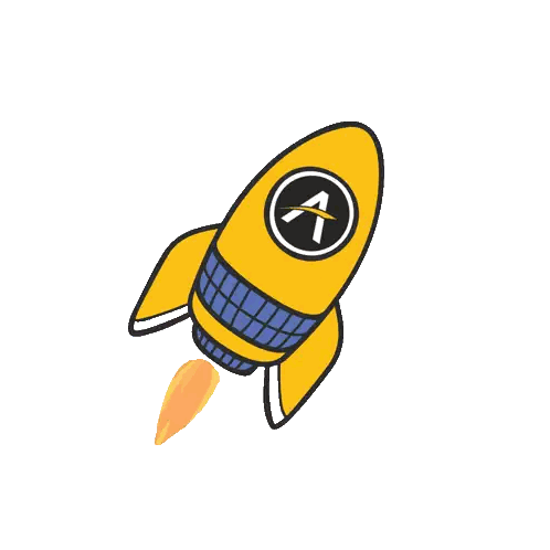 Yellow Rocket With Letter A Sticker