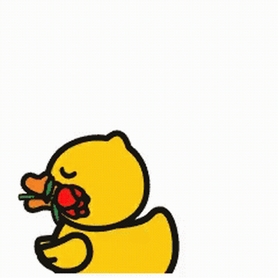 Yellow Rubber Duck Holding Red Heart GIF