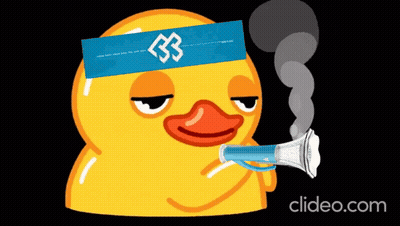 Yellow Rubber Duck With Blue Headband Smoking GIF
