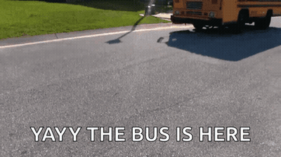 Yellow School Bus Driving Yayy The Bus Is Here GIF