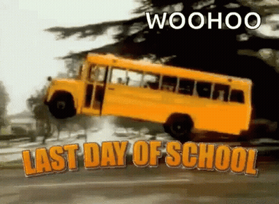 Yellow School Bus Flying Last Day Of School GIF