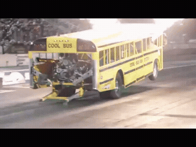 Yellow School Bus Saying Cool Bus GIF
