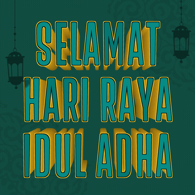 Yellow Selamat Hari Raya Idul Adha On Green GIF